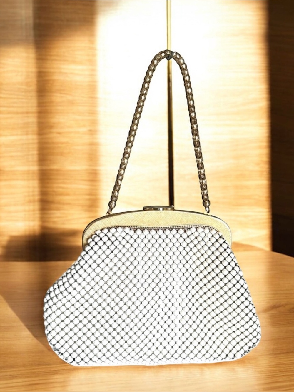 Whiting & Davis Vintage Bag White Metal Mesh